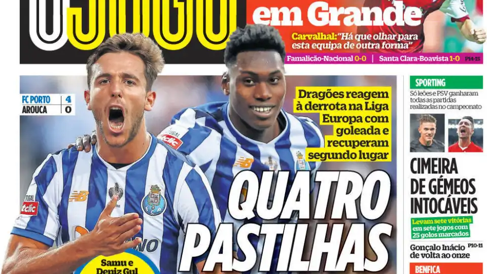 Por cá: "Quatro pastilhas" no FC Porto e 'surpresa' no Sporting