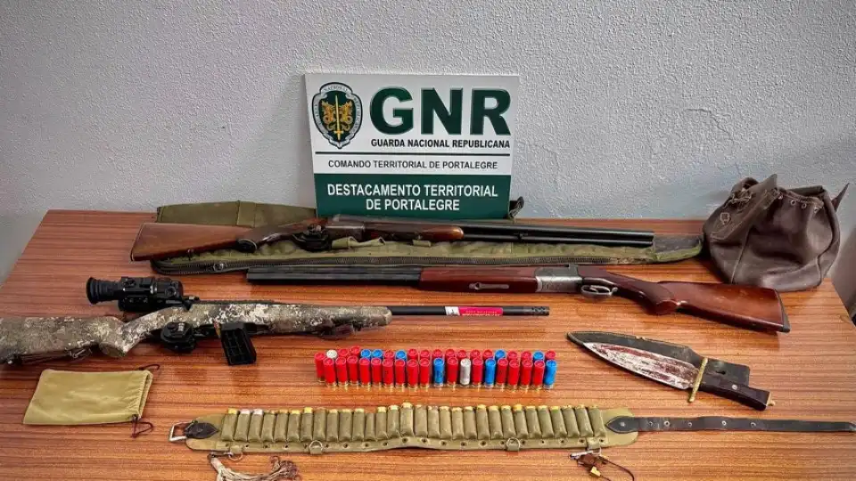 Suspeito de violência doméstica apanhado com armas, punhal e machado