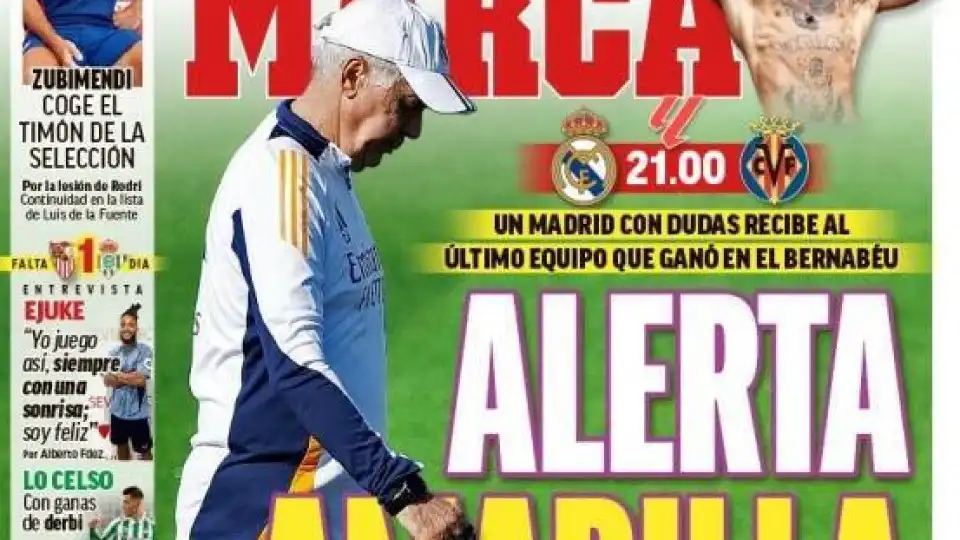 Lá fora: Real Madrid em "alerta amarelo" e "tridente" implacável no Barça