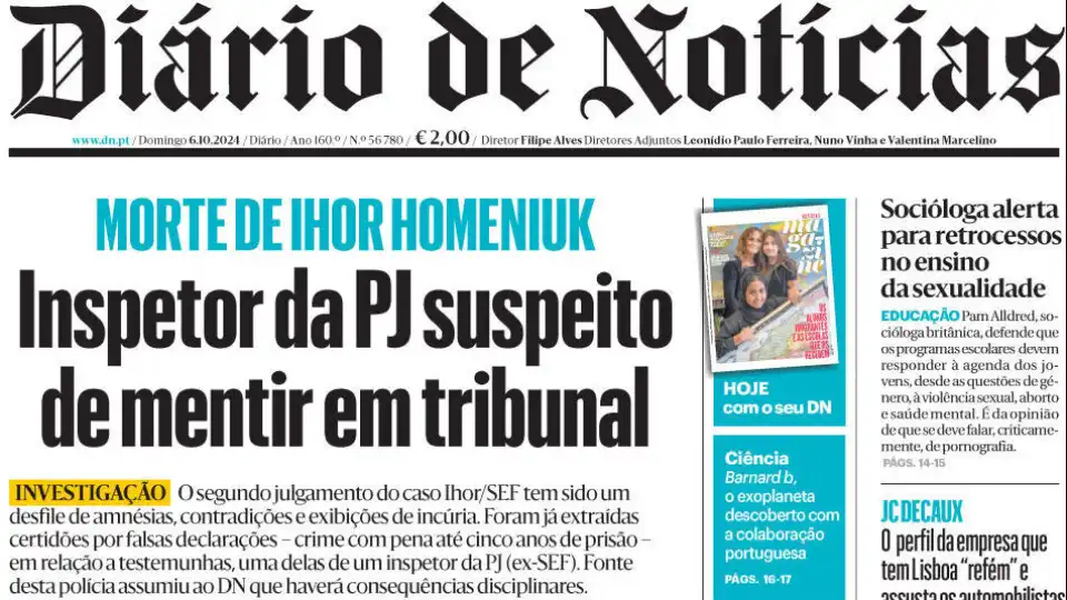 Hoje é notícia: Ihor. PJ suspeito de mentir; Salgado tenta fugir a multa