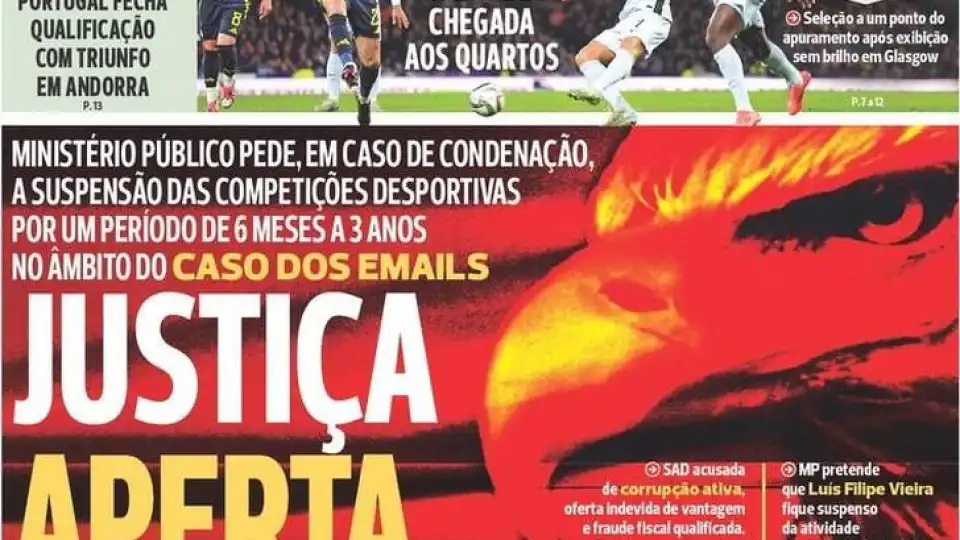 Por cá: Bronca no Benfica ofusca 'deslize' de Portugal