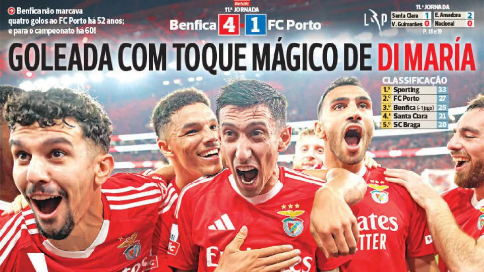 Por cá: Benfica 'arrasa' FC Porto e Sporting em fuga no 'adeus' de Amorim