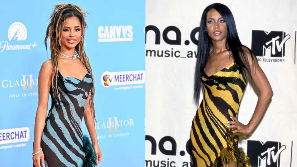 MTV EMA. Tyla usa vestido idêntico ao que Aaliyah usou há 24 anos