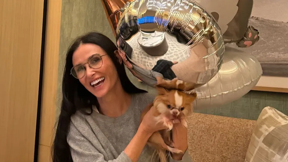 Demi Moore mostra festa de aniversário do patudo e agradece carinho