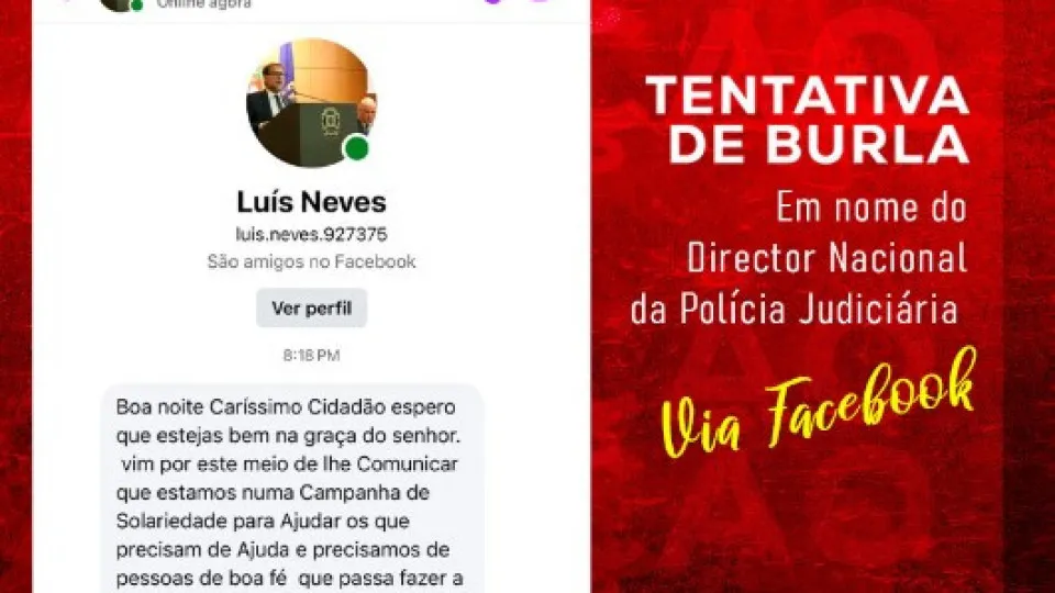 Recebeu uma mensagem do diretor da PJ? Atenção, é burla 