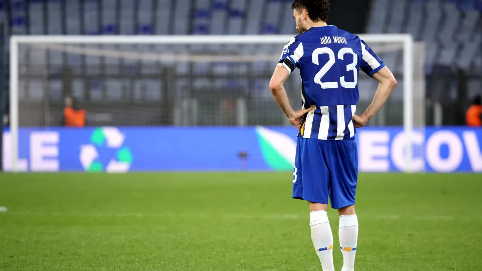 ROME, ITALY - FEBRUARY 20: Joao Mario of FC Porto looks dejected after losing the UEFA Europa League 2024/25 League Knockout Play-off Second Leg match between AS Roma and FC Porto at Stadio Olimpico on February 20, 2025 in Rome, Italy. (Photo by Giampiero