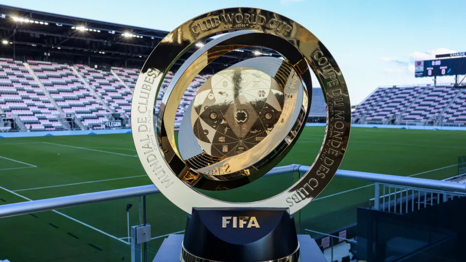 FORT LAUDERDALE, FLORIDA - FEBRUARY 25: FIFA Club World Cup 2025 trophy is seen during a 2025 Concacaf Champions Cup second leg match between Sporting Kansas City and Inter Miami at Chase Stadium on February 25, 2025 in Fort Lauderdale, Florida. (Photo by