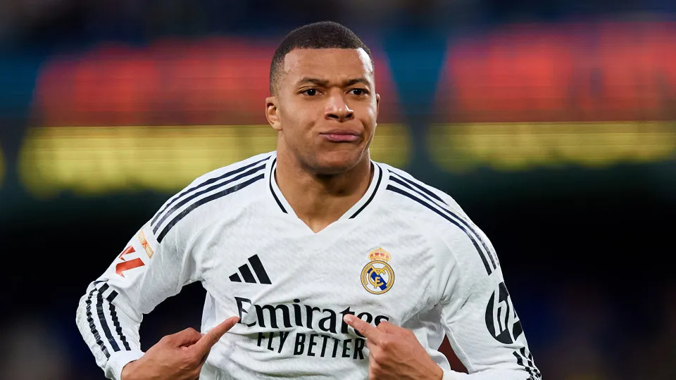 Kylian Mbappe of Real Madrid celebrates after scoring the team's second goal during the LaLiga EA Sports match between Villarreal CF and Real Madrid at Estadio de la Ceramica in Vila-real, Spain, on March 15, 2025. (Photo by David Aliaga/NurPhoto via Gett