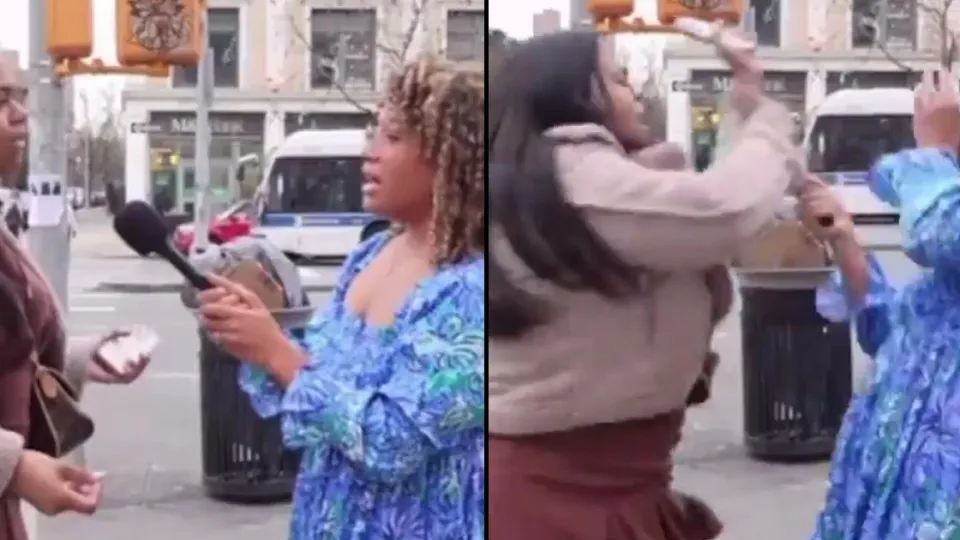 Ativista agride jornalista durante entrevista de rua. Marido filmou