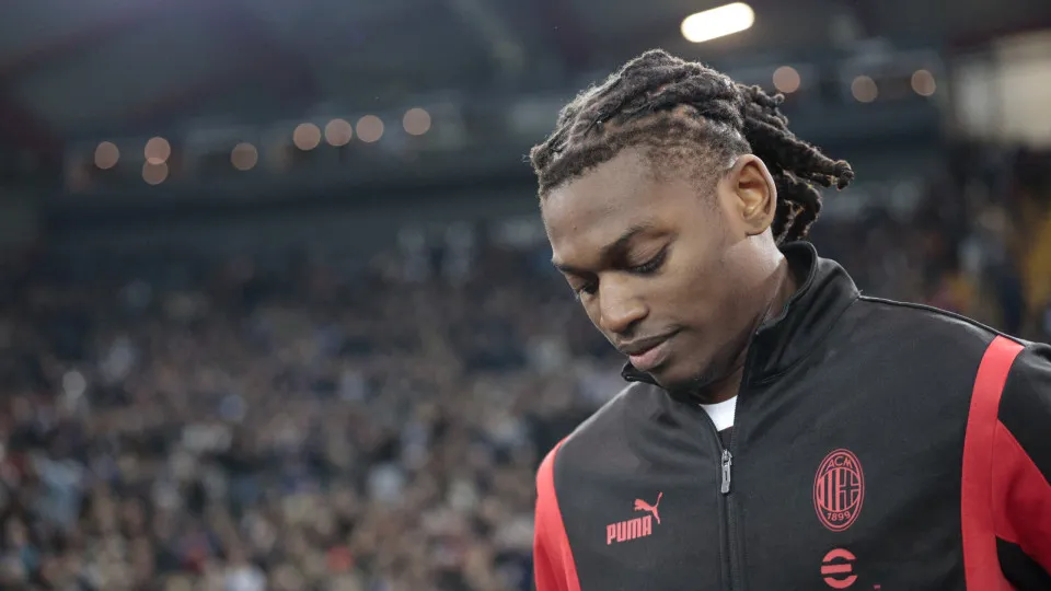 AC Milan's Rafael Leao plays during the Italian Serie A Enilive soccer championship football match between Udinese Calcio and AC Milan at Bluenergy Stadium in Udine, Italy, on April 11, 2025. (Photo by Mattia Radoni/NurPhoto via Getty Images)