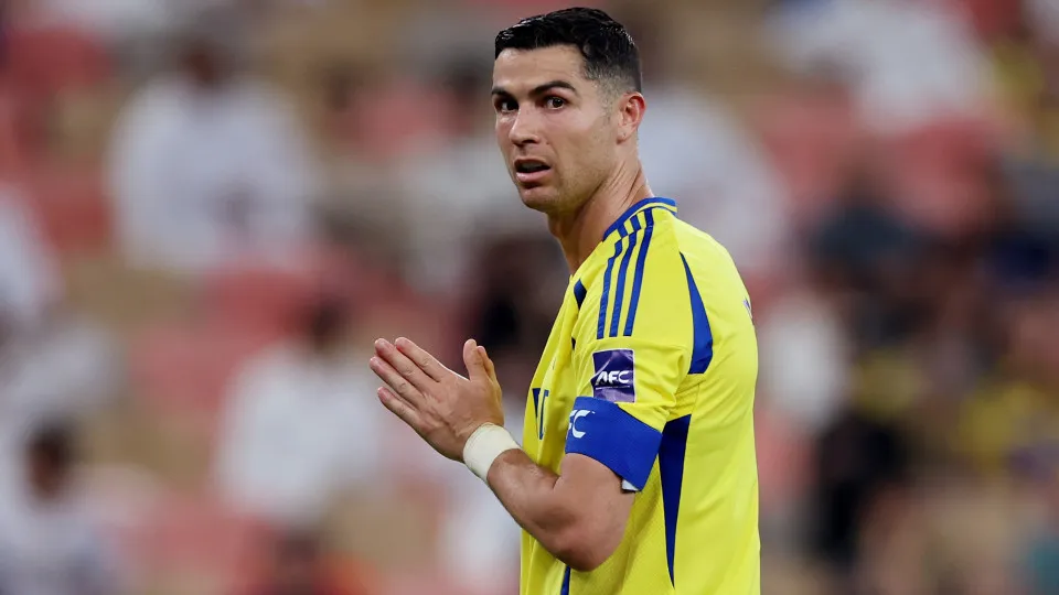 JEDDAH, SAUDI ARABIA - APRIL 30: Cristiano Ronaldo of Al Nassr reacts during the AFC Champions League Elite Semi Final between Al Nassr and Kawasaki Frontale at King Abdullah Sports City Hall Stadium on April 30, 2025 in Jeddah, Saudi Arabia.  (Photo by Y