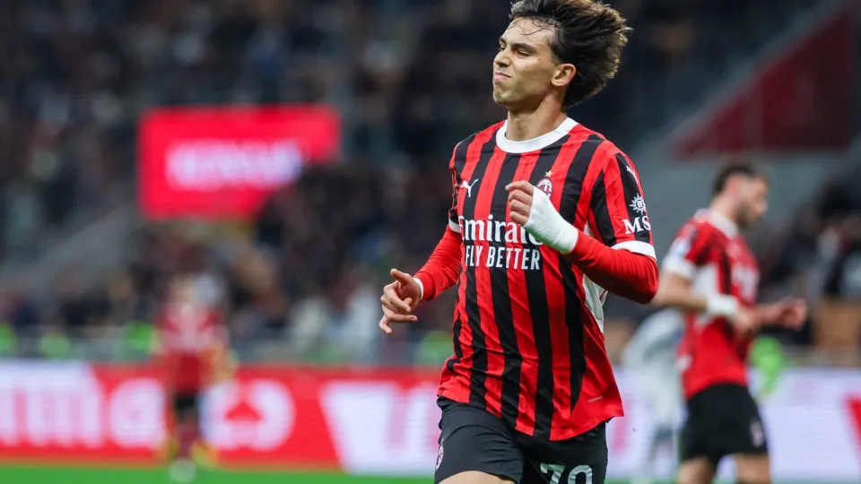 MILAN, ITALY - 2025/04/20: Joao Felix Sequeira of AC Milan reacts during Serie A 2024/25 football match between AC Milan and Atalanta BC at San Siro Stadium. Final scores; Milan 0 : 1 Atalanta. (Photo by Fabrizio Carabelli/SOPA Images/LightRocket via Gett