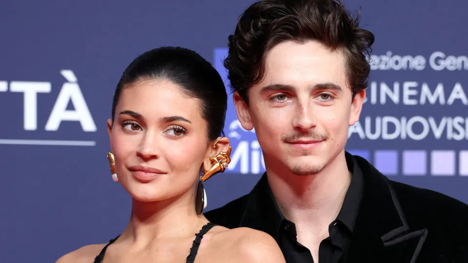ROME, ITALY - MAY 07: Kylie Jenner and Timothée Chalamet attend the red carpet during the 70th David Di Donatello at Cinecitta Studios on May 07, 2025 in Rome, Italy. (Photo by Daniele Venturelli/WireImage)