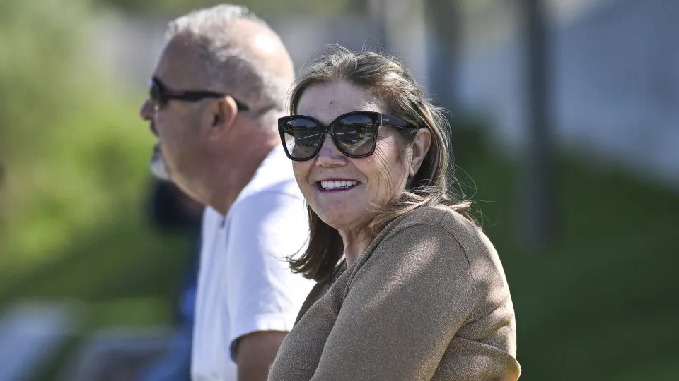 Portugal's forward Cristiano Ronaldo's mother and grand-mother of Portugal's under 15 forward Cristiano dos Santos Junior "Cristianinho" Dolores Aveiro attends a training of her grand-son at Cidade do Futebol, training camp in Oeiras, outskirts of Lisbon,