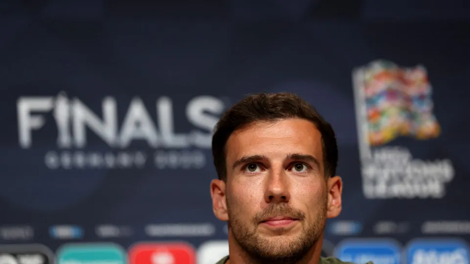 MUNICH, GERMANY - JUNE 03: Leon Goretzka of Germany looks on, as he speaks to the media during the Germany press conference ahead of UEFA Nations League 2025 Semi-final between Germany and Portugal at Allianz Arena on June 03, 2025 in Munich, Germany.  (P