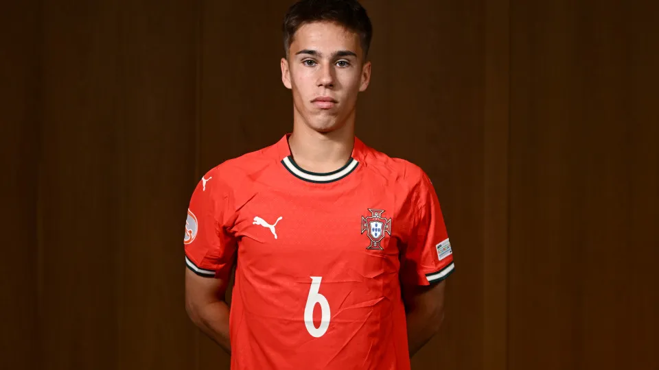 TIRANA, ALBANIA - MAY 17: Rafael Quintas of Portugal poses during the official UEFA European Under-17 Championship 2024/25 portrait shoot on May 17, 2025 in Tirana, Albania. (Photo by Ben McShane - Sportsfile/Getty Images)