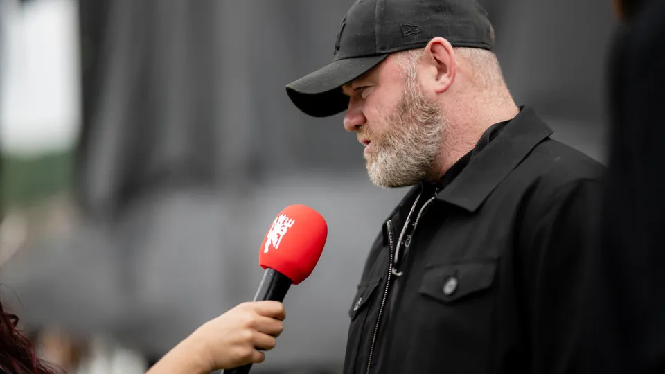 BILBAO, SPAIN - MAY 21: Wayne Rooney, Denis Irwin, Wes Brown, Andy Cole of Manchester United arrive at the FanZone ahead of the UEFA Europa League Final 2025 between Tottenham Hotspur and Manchester United at  on May 21, 2025 in Bilbao, Spain. (Photo by A