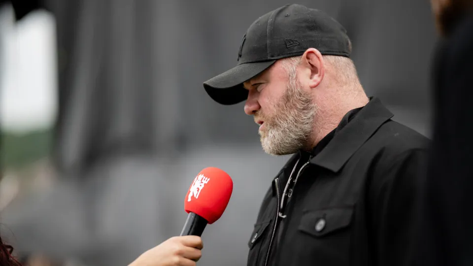 BILBAO, SPAIN - MAY 21: Wayne Rooney, Denis Irwin, Wes Brown, Andy Cole of Manchester United arrive at the FanZone ahead of the UEFA Europa League Final 2025 between Tottenham Hotspur and Manchester United at  on May 21, 2025 in Bilbao, Spain. (Photo by A