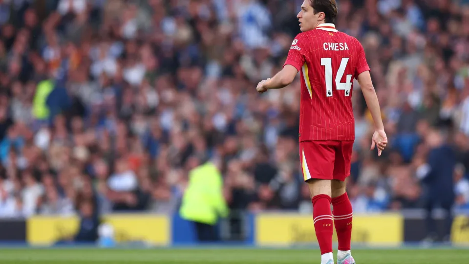 BRIGHTON, ENGLAND - MAY 19: Federico Chiesa of Liverpool during the Premier League match between Brighton & Hove Albion FC and Liverpool FC at Amex Stadium on May 19, 2025 in Brighton, England. (Photo by Shaun Brooks - CameraSport via Getty Images)