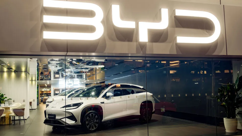 Showroom da BYD em Hong Kong.