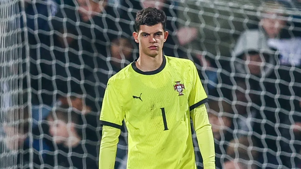 Goalkeeper Joao Carvalho of Portugal U21s participates in the Under 21 International Friendly match between England and Portugal at The Hawthorns in West Bromwich, England, on March 24, 2025. (Photo by MI News/NurPhoto via Getty Images)