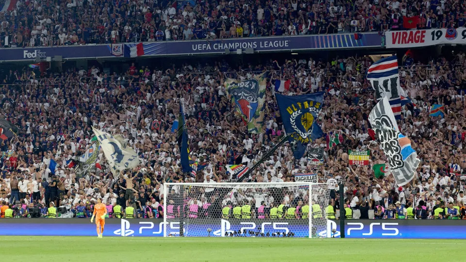 Paris Saint-Germain fans attend the UEFA Champions League Final between Paris Saint-Germain and FC Internazionale Milano at the Munich Football Arena in Munich, Germany, on May 31, 2025. (Photo by Domenic Aquilina/NurPhoto via Getty Images)