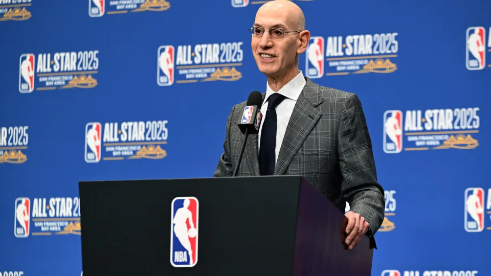 SAN FRANCISCO, CALIFORNIA - FEBRUARY 15: Commissioner of the NBA, Adam Silver held a press conference at Chase Center on 2025 NBA All-Star weekend in San Francisco, California, United States on February 15, 2025. (Photo by Tayfun Coskun/Anadolu via Getty 