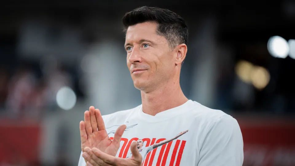 Robert Lewandowski appears before the international friendly match between Poland and Moldova at Silesian Stadium in Chorzow, Poland, on June 6, 2025. This game is part of preparations for upcoming FIFA World Cup European qualifying matches. (Photo by Mar