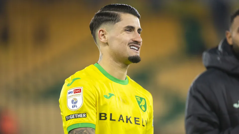 Borja Sainz of Norwich City looks dejected after the Sky Bet Championship match between Norwich City and Sunderland at Carrow Road in Norwich, England, on April 8, 2025. (Photo by David Watts/NurPhoto via Getty Images)