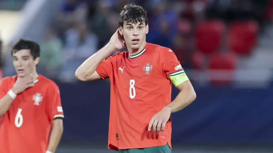 Trencín, Slovakia - June 11: Paulo Bernardo of Portugal looks dejected during the UEFA European Under-21 Championship 2025 Group Stage match between Portugal and  at tadión Sihot on June 11, 2025 in Trencín, Slovakia. (Photo by Marco Steinbrenner/De