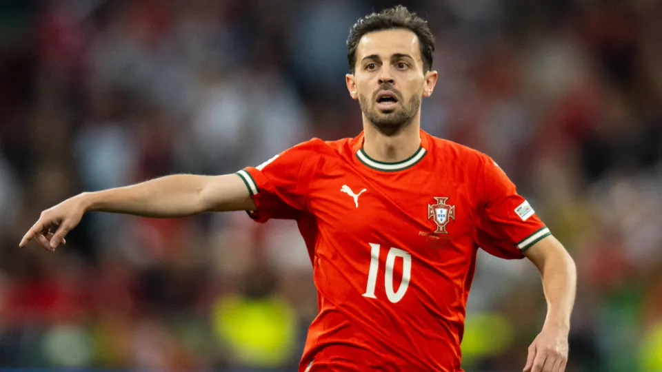 MUNICH, GERMANY - JUNE 08: Bernardo Silva of Portugal gestures during the UEFA Nations League 2025 final match between Portugal and Spain at Munich Football Arena on June 08, 2025 in Munich, Germany. (Photo by Edith Geuppert - GES Sportfoto/Getty Images)