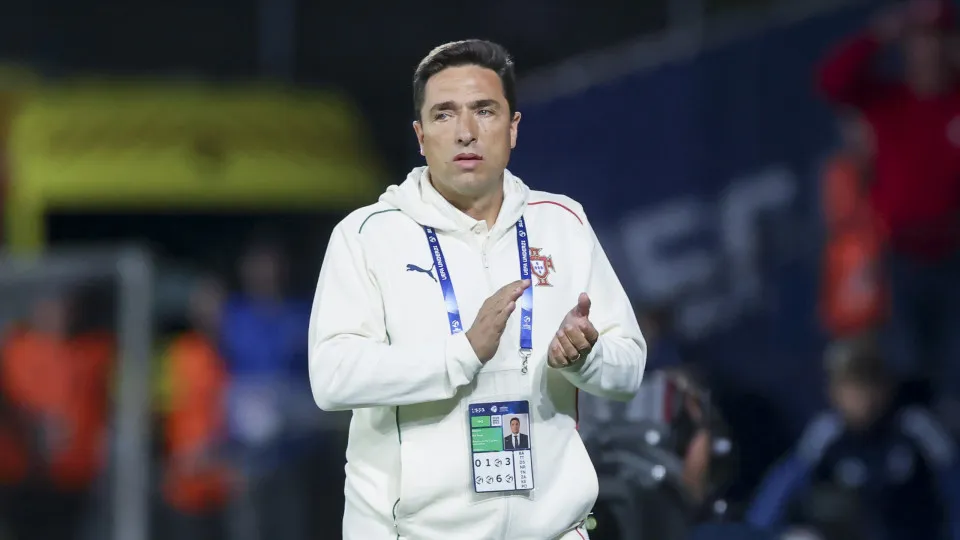 Trencín, Slovakia - June 11: head coach Rui Jorge of Portugal cheers during the UEFA European Under-21 Championship 2025 Group Stage match between Portugal and France at tadión Sihot on June 11, 2025 in Trencín, Slovakia. (Photo by Marco Steinbrenner/DeFo