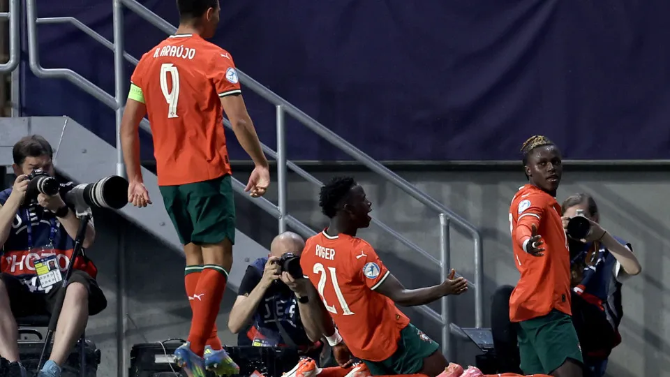 TRENCIN, SLOVAKIA - JUNE 14: Geovany Quenda of Portugal celebrates their first side goal  during the UEFA European Under-21 Championship 2025 Group Stage match between Portugal and Poland at Sihot Stadium on June 14, 2025 in Trencin, Slovakia. (Photo by B