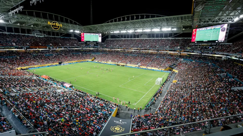 MIAMI GARDENS, FLORIDA - JUNE 14: A view from inside the stadium during the FIFA Club World Cup 2025 group A match between Al Ahly SC and Internacional CF Miami at Hard Rock Stadium on June 14, 2025 in Miami Gardens, Florida. (Photo by Carl Kafka/ISI Phot