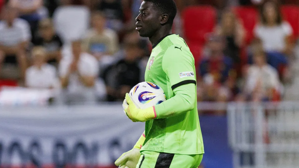 TRENCIN, SLOVAKIA - JUNE 14: Goalkeeper Samuel Soares of Portugal looks to serve the ball during the UEFA European Under-21 Championship 2025 Group Stage match between Portugal and Poland at Sihot Stadium on June 14, 2025 in Trencin, Slovakia. (Photo by M