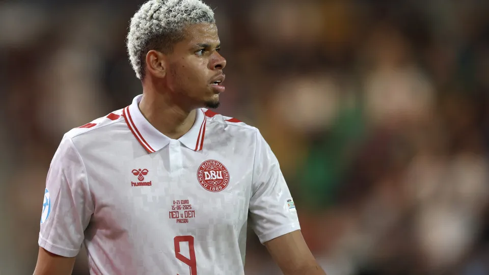 PRESOV, SLOVAKIA - JUNE 15: William Osula of Denmark looks on  during the UEFA European Under-21 Championship 2025 Group Stage match between Netherlands and Denmark at  on June 15, 2025 in Presov, Slovakia. (Photo by Boris Streubel - UEFA/UEFA via Getty I