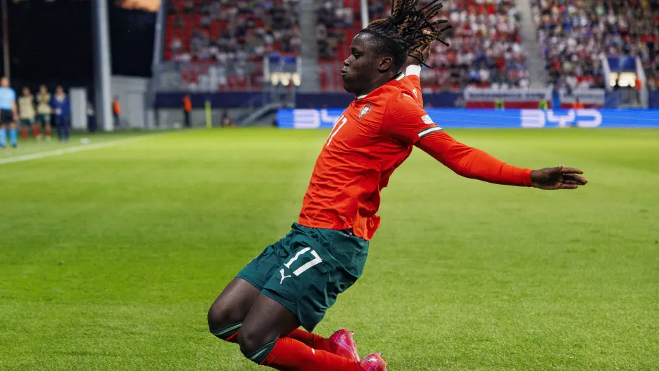 TRENCIN, SLOVAKIA - JUNE 14: Geovany Quenda of Portugal celebrates his goal during the UEFA European Under-21 Championship 2025 Group Stage match between Portugal and Poland at Sihot Stadium on June 14, 2025 in Trencin, Slovakia. (Photo by Maciej Rogowski