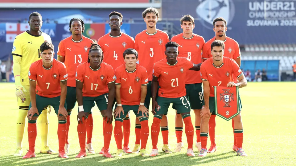 TRENCIN, SLOVAKIA - JUNE 17: Team of Portugal pose for a photo  during the UEFA European Under-21 Championship 2025 Group Stage match between Georgia and Portugal at Sihot Stadium on June 17, 2025 in Trencin, Slovakia. (Photo by Boris Streubel - UEFA/UEFA