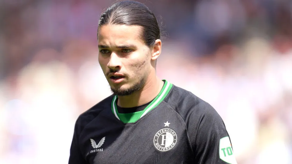 HEERENVEEN, NETHERLANDS - MAY 18: Anis Hadj Moussa of Feyenoord  during the Dutch Eredivisie  match between SC Heerenveen v Feyenoord at the Abe Lenstra Stadium on May 18, 2025 in Heerenveen Netherlands (Photo by Dennis Bresser/Soccrates /Getty Images)