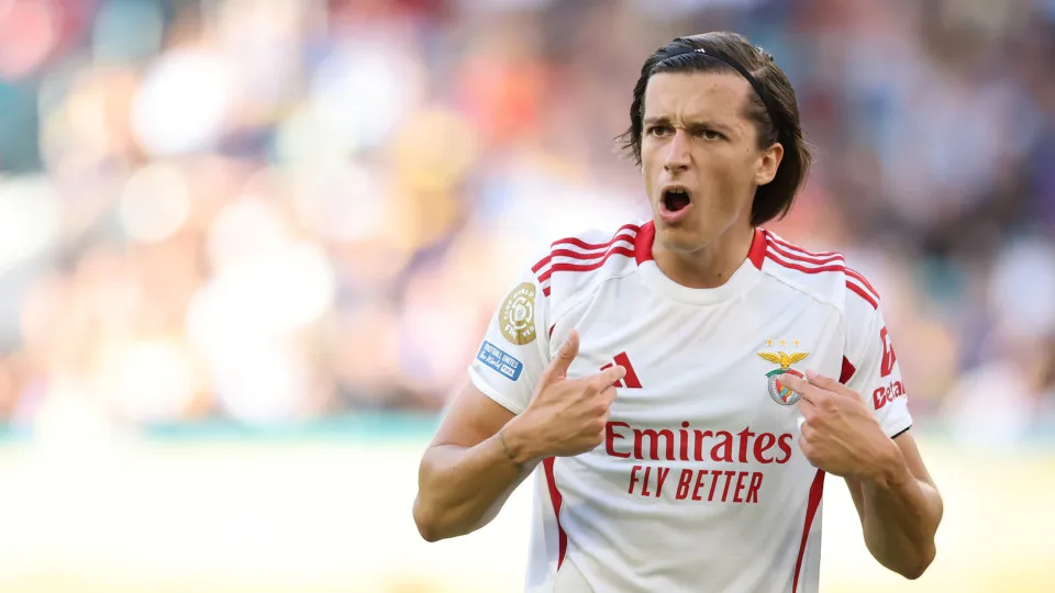 MIAMI GARDENS, FLORIDA - JUNE 16: Alvaro Fernandez Carreras #3 of SL Benfica react during the FIFA Club World Cup 2025 group C match between CA Boca Juniors and SL Benfica at Hard Rock Stadium on June 16, 2025 in Miami Gardens, Florida. (Photo by Hector V