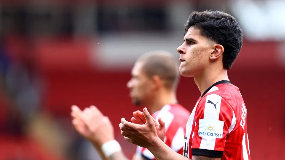 SOUTHAMPTON, ENGLAND - MAY 25: Mateus Fernandes of Southampton during the Premier League match between Southampton FC and Arsenal FC at St Mary's Stadium on May 25, 2025 in Southampton, England. (Photo by Matt Watson/Southampton FC via Getty Images)