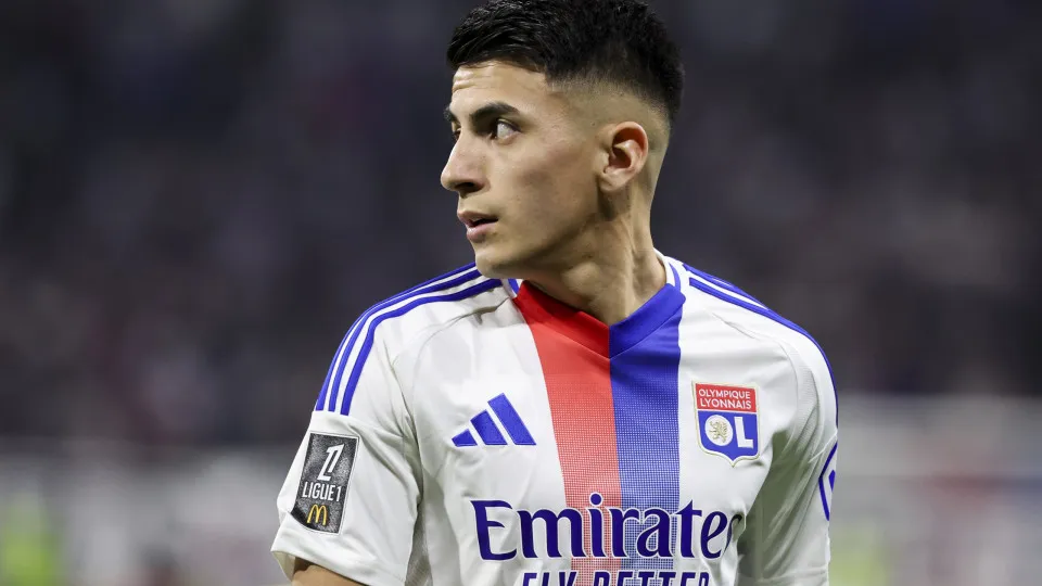 LYON, FRANCE - APRIL 26: Thiago Almada #23 of Olympique Lyonnais looks on during the Ligue 1 match between Olympique Lyonnais and Stade Rennais FC at Groupama Stadium on April 26, 2025 in Lyon, France. (Photo by Catherine Steenkeste/Getty Images)
