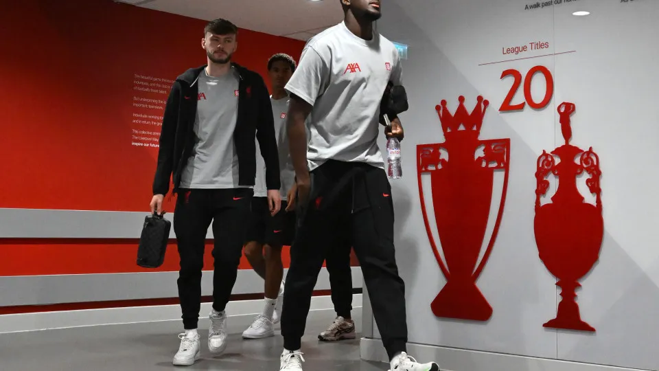 LIVERPOOL, ENGLAND - MAY 11:  (SUN OUT, SUN ON SUNDAY OUT) Ibrahima Konate and Conor Bradley of Liverpool arrive at the stadium prior to the Premier League match between Liverpool FC and Arsenal FC at Anfield on May 11, 2025 in Liverpool, England. (Photo 
