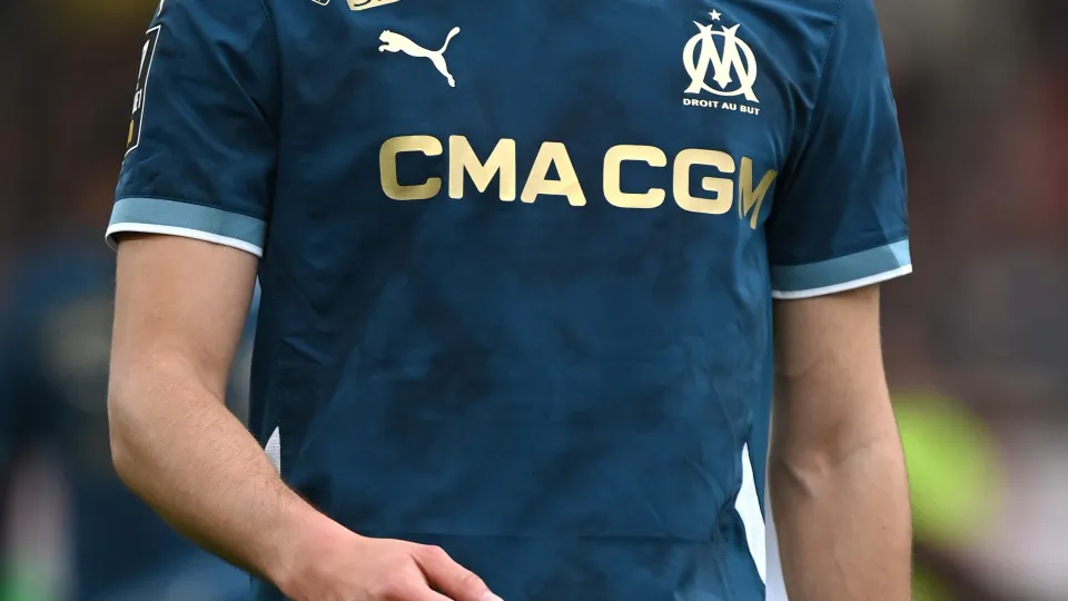 MONACO, MONACO - APRIL 12: Amar Dedic of Olympique de Marseille in action during the Ligue 1 match between AS Monaco FC and Olympique de Marseille at Stade Louis II on April 12, 2025 in Monaco, Monaco. (Photo by Neal Simpson/Allstar/Getty Images)