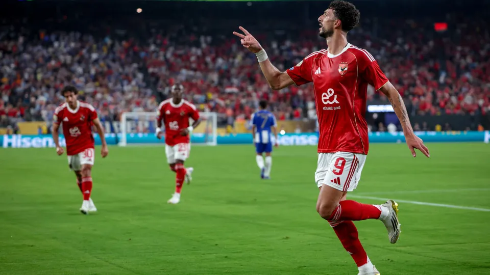 Wessam Abou Ali celebrating his hat-rick and the 3rd goal for his team Al Ahly FC during the match between FC Porto vs Al Ahly FC in FIFA Club World Cup 2025 at Metlife Stadium on June 23, 2025 in New Jersey (Photo by Mohamed Tageldin / Middle East Images