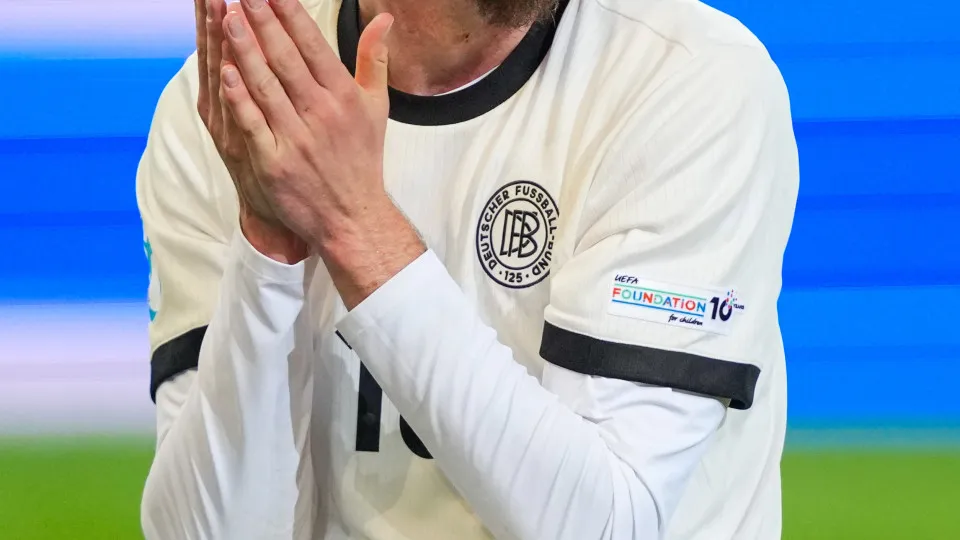 KOSICE, SLOVAKIA - JUNE 25: Nick Woltemade of U21 Germany reacts during the UEFA European Under-21 Championship 2025 Semi-Final match between Germany and France at Kosice Football Arena on June 25, 2025 in Kosice, Slovakia. (Photo by Christian Hofer/Getty