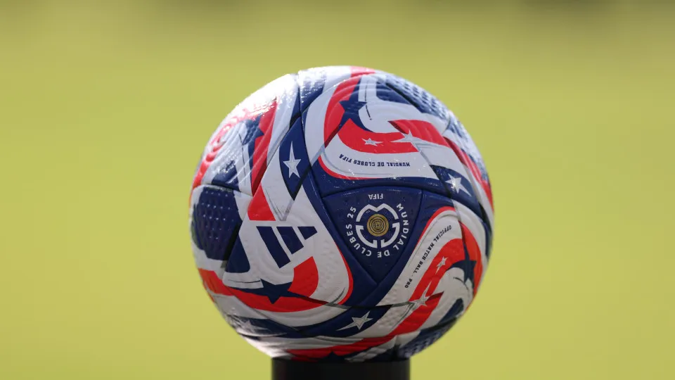 PASADENA, CALIFORNIA - JUNE 25: The adidas match ball on the plinth prior to kick off o the FIFA Club World Cup 2025 group E match between Urawa Red Diamonds and CF Monterrey at Rose Bowl Stadium on June 25, 2025 in Pasadena, California. (Photo by Stu For