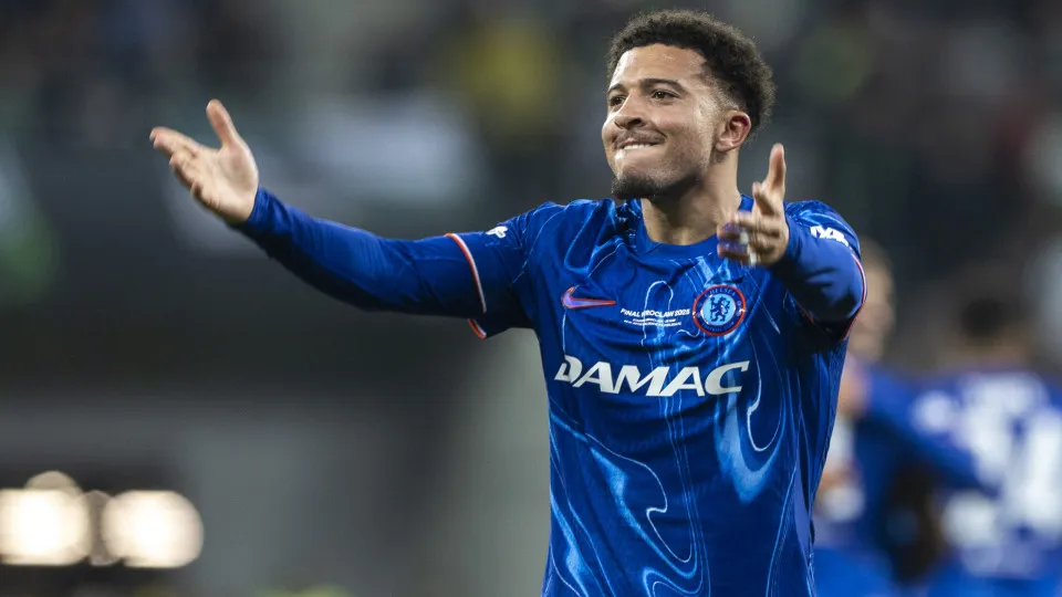 Jadon Sancho (Chelsea) during UEFA Conference League Final 2025 match between Real Betis Balompie and Chelsea London in Wroclaw,Poland on May 28, 2025 (Photo by Andrzej Iwanczuk/NurPhoto via Getty Images)