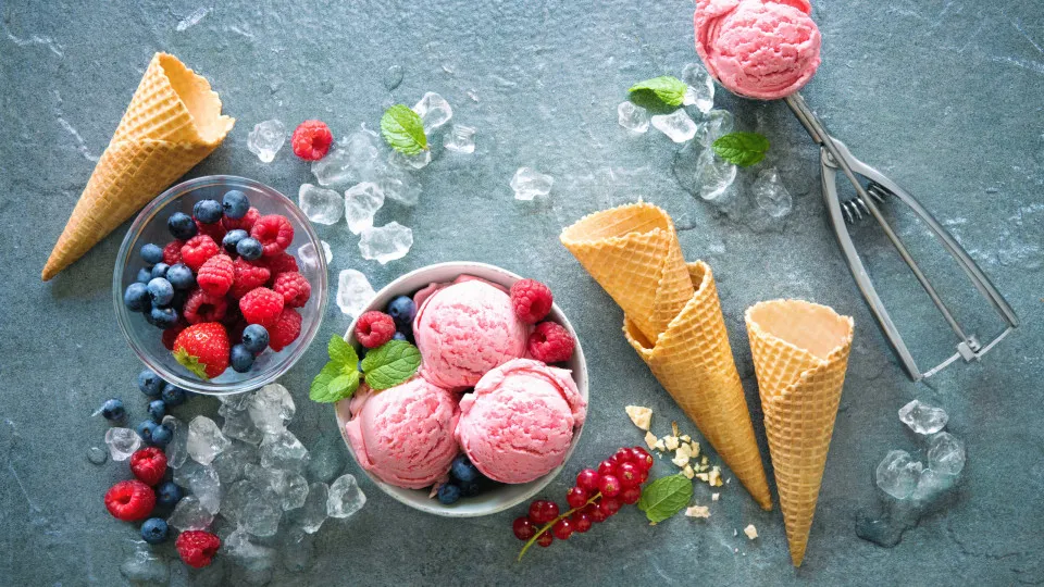 gelado, fruta