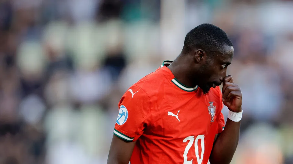 ZILINA, SLOVAKIA - JUNE 21: Carlos Forbs of Portugal U21 disappointed  during the  EURO U21 match between Portugal U21 v Holland U21 at the MSK Zilina Stadium on June 21, 2025 in Zilina Slovakia (Photo by Jeroen van den Berg/Soccrates/Getty Images)